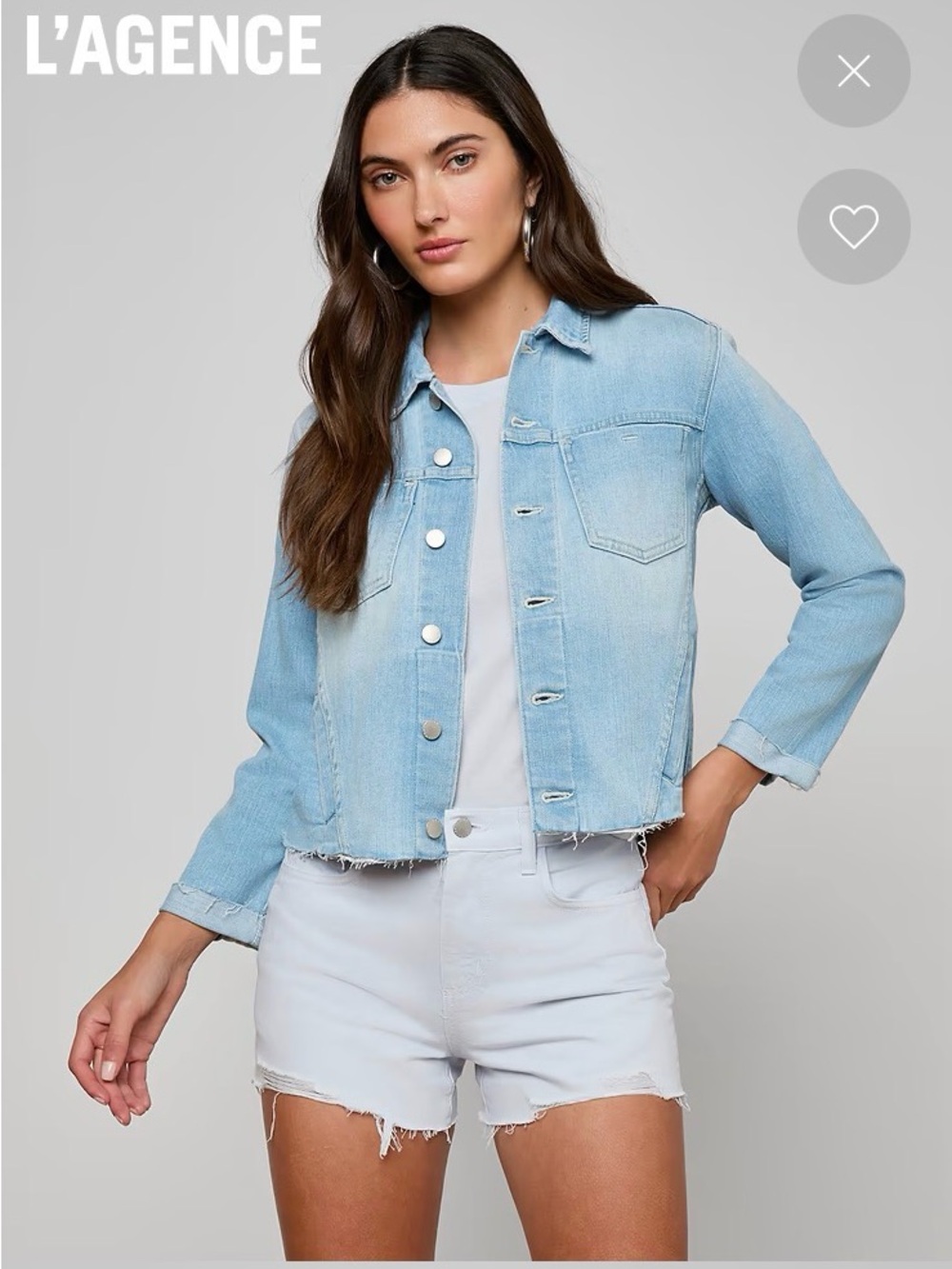 L'AGENCE Janelle Jean Jacket, Light Blue, Women’s XS, Retail $395